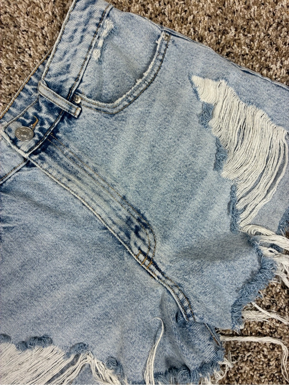 ZARA Distressed High Waited Denim Cut Off Shorts - Picture 2 of 9